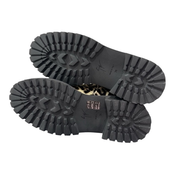 GIUSEPPE ZANOTTI Womens Brown Leopard Print Up Toe Block Heel Combat Boots 36 - Picture 12 of 12